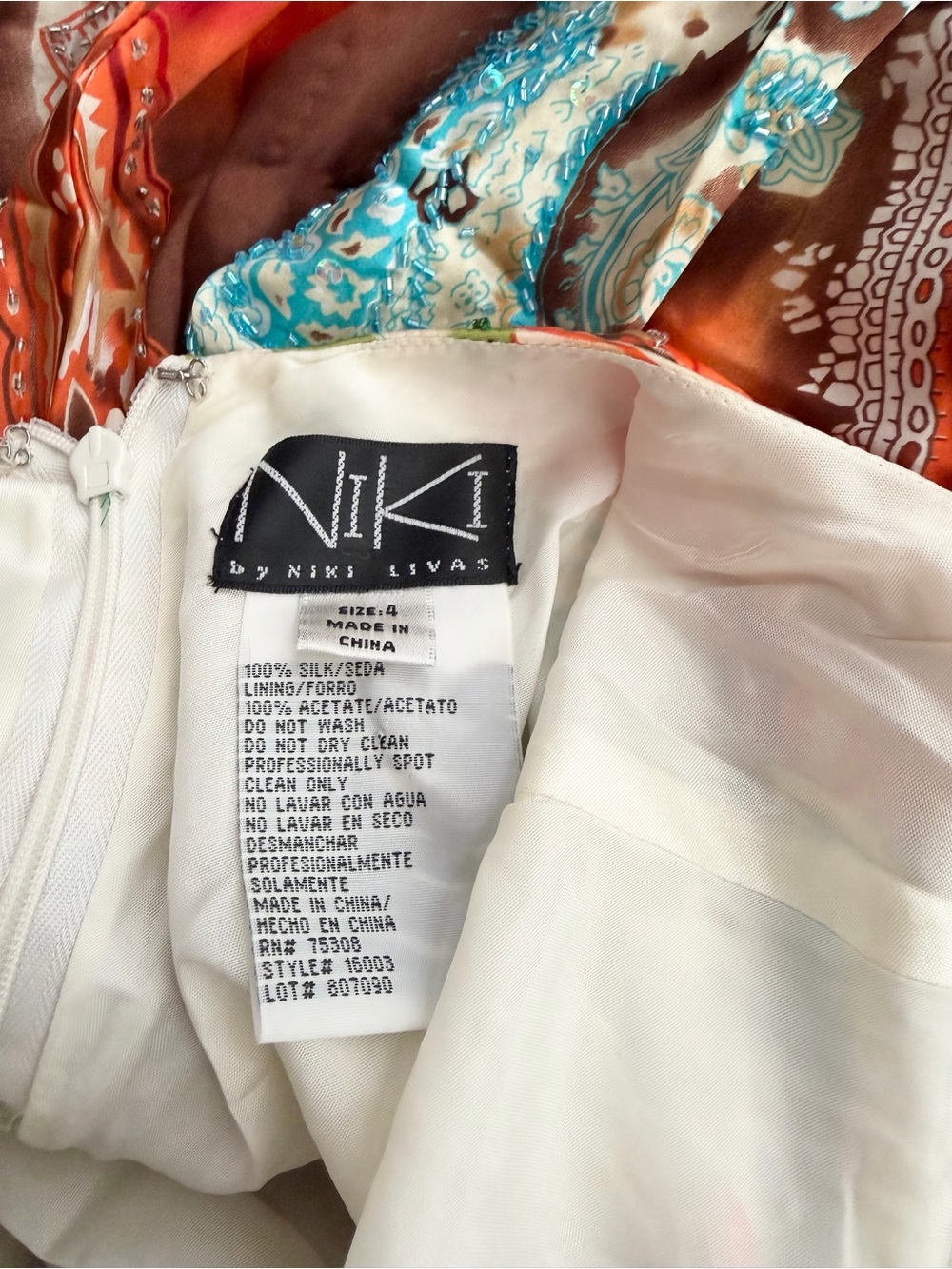 Vintage Niki Livas Silk Beaded Mermaid Maxi Dress Size 4 - Picture 5 of 5